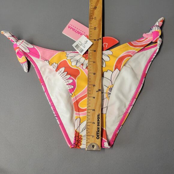 Cia Maritima Cheeky Bikini Bottom Womens M Retro Floral Swim Brazilian Ruched - Picture 9 of 13